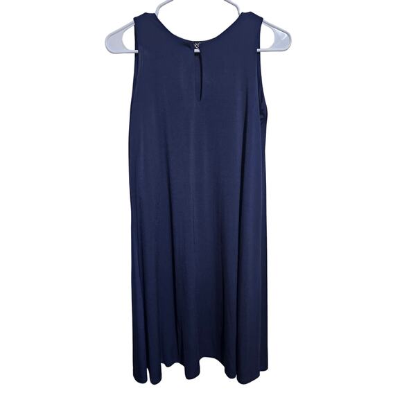 Julian Chang Shift Dress Womens Size Medium Navy Blue Shift Keyhole neck(853) - Picture 1 of 4